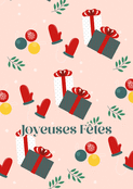 Cadeaux colorés et gants de Noël festifs